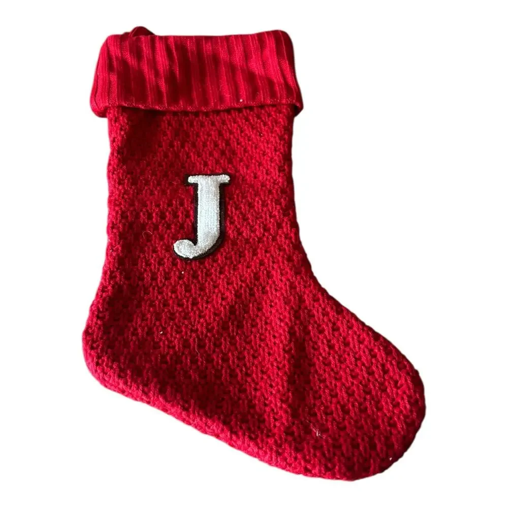 Wondershop Monogram Stocking Red Knit J Letter